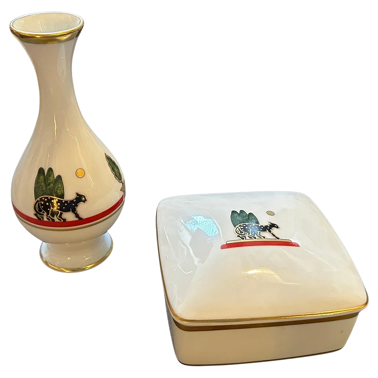 Vaso e scatola in porcellana di Limoges di Cartier Paris, anni '80 16