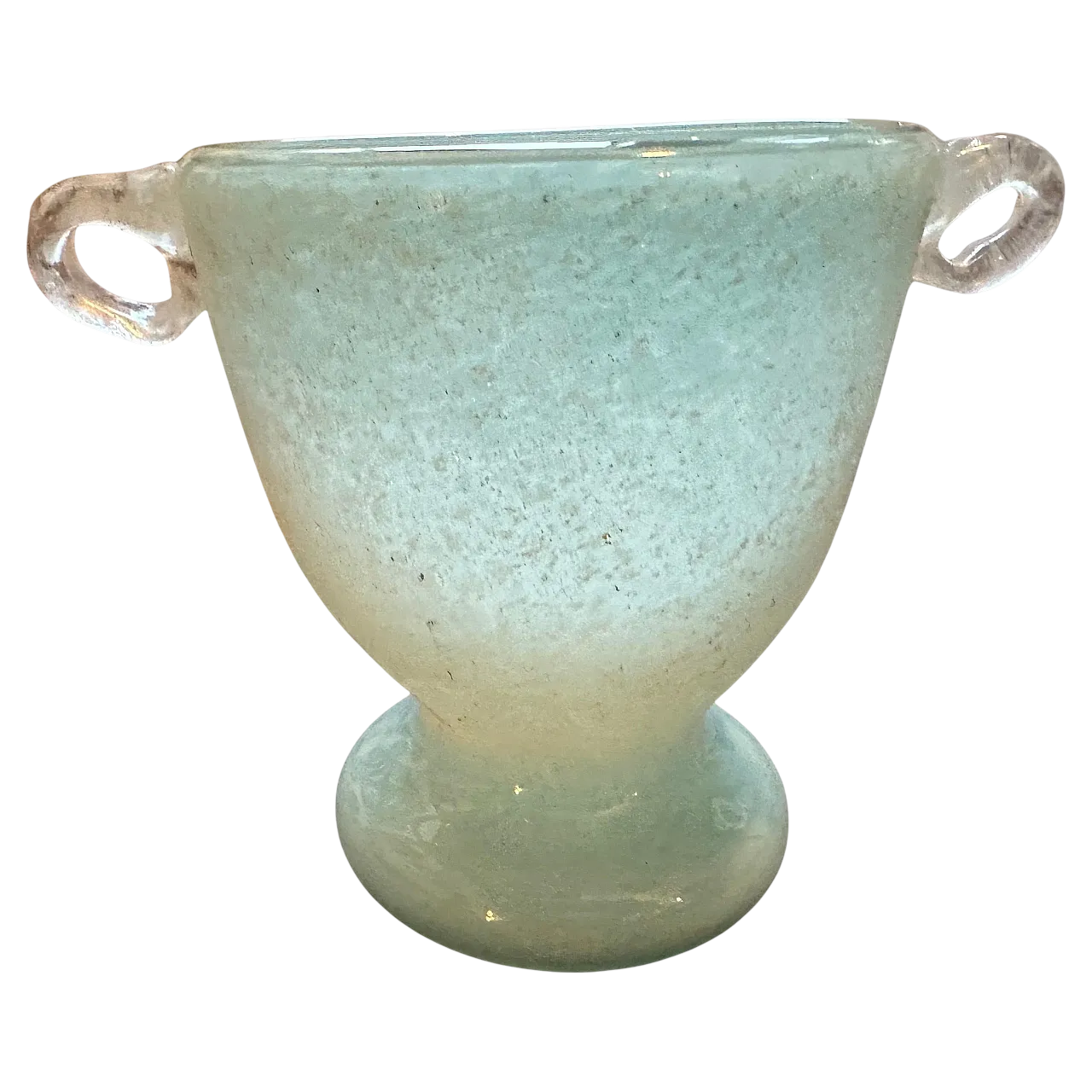 Turquoise and white scavo Murano glass vase by Seguso, 1970s 14