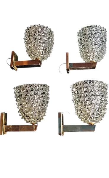 4 Applique Rostrato in vetro di Murano stile Barovier & Toso, anni '50
