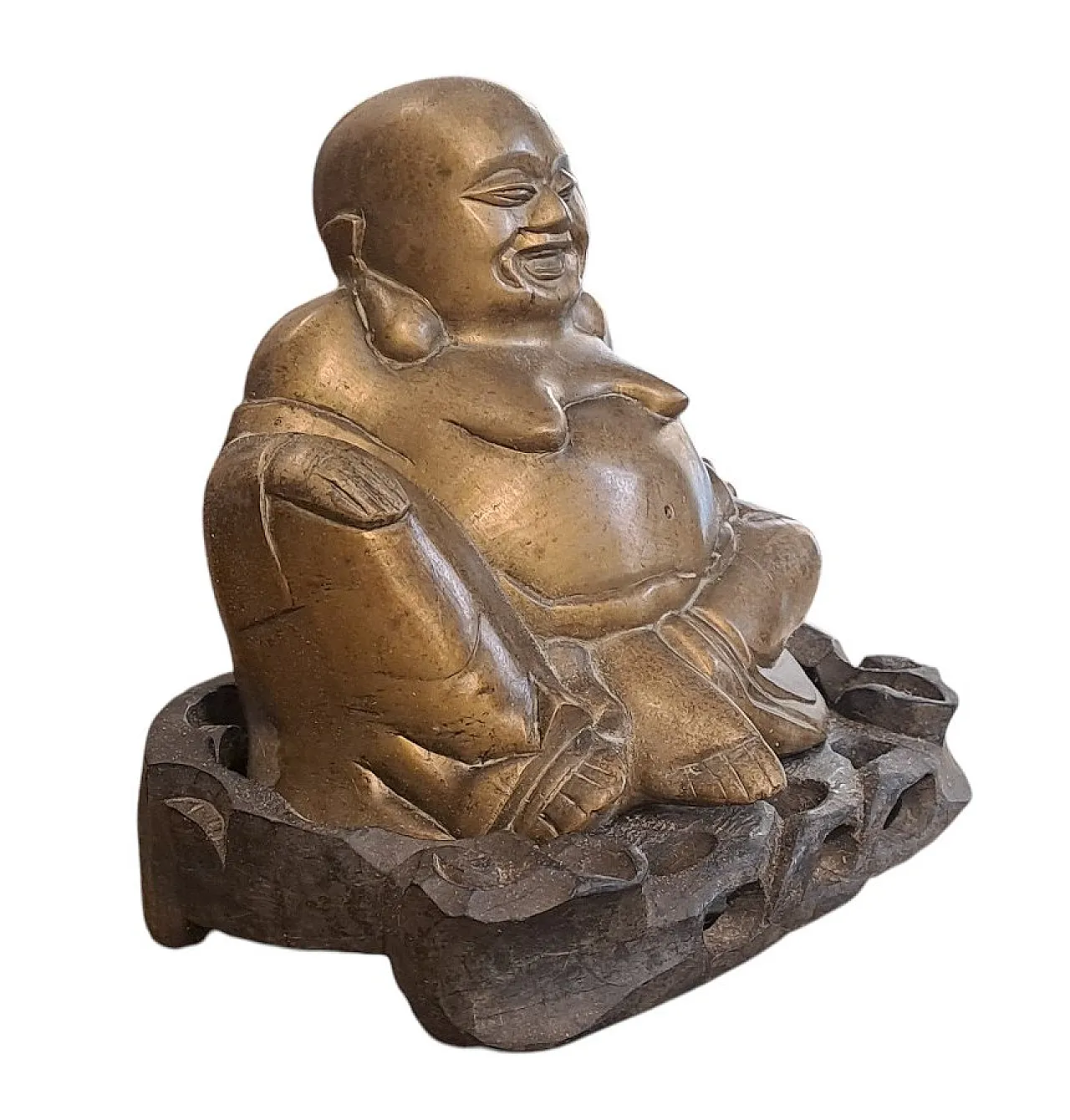 Laughing Buddha in bronze, 20th century 3