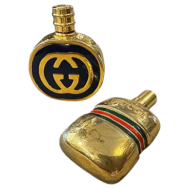Pair of brass and enamel perfume bottles by Gucci, 1980s