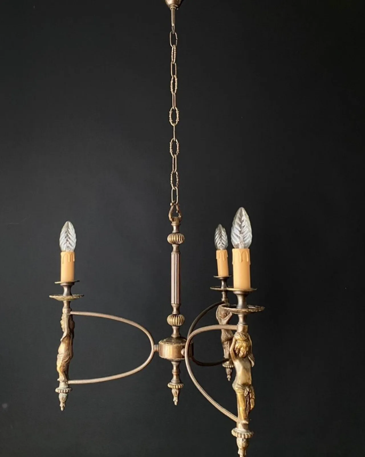 Antique French chandelier with 3 lights, 1960s 3