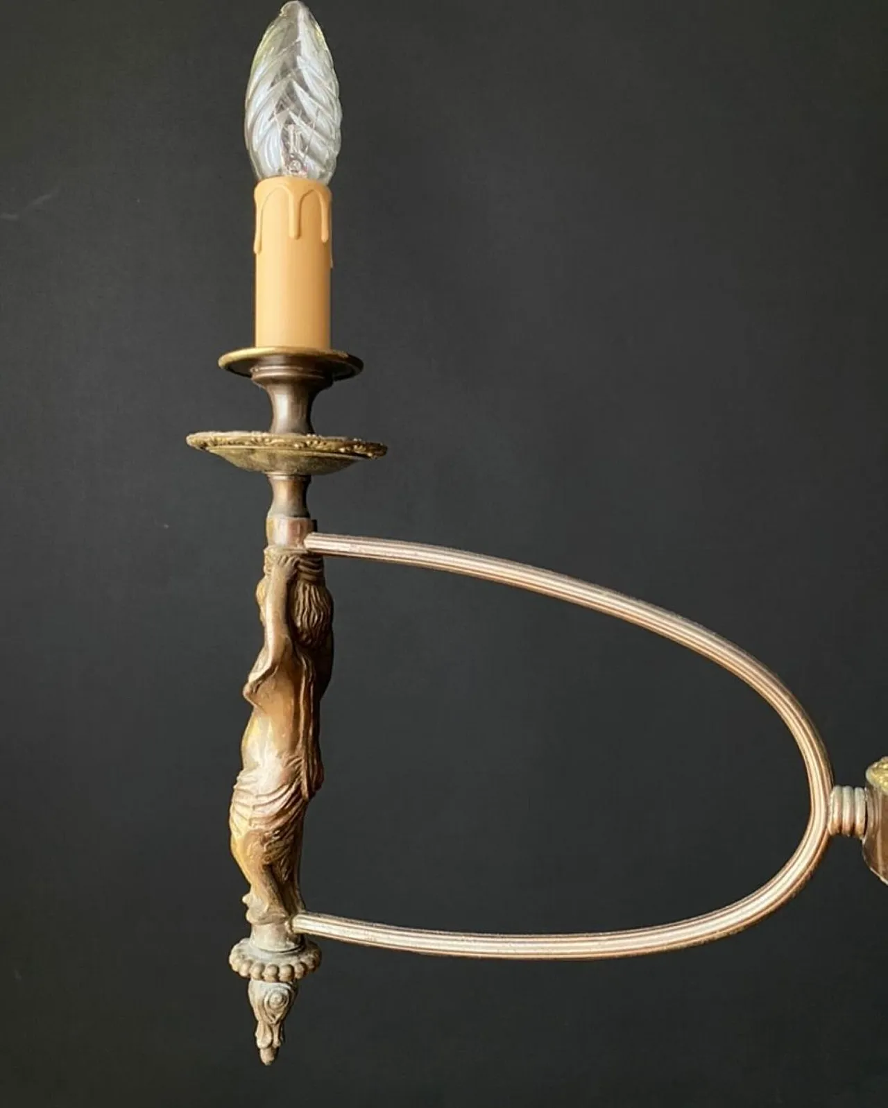 Antique French chandelier with 3 lights, 1960s 7