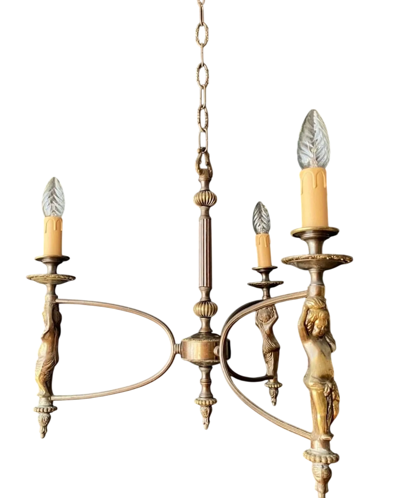 Antique French chandelier with 3 lights, 1960s 8
