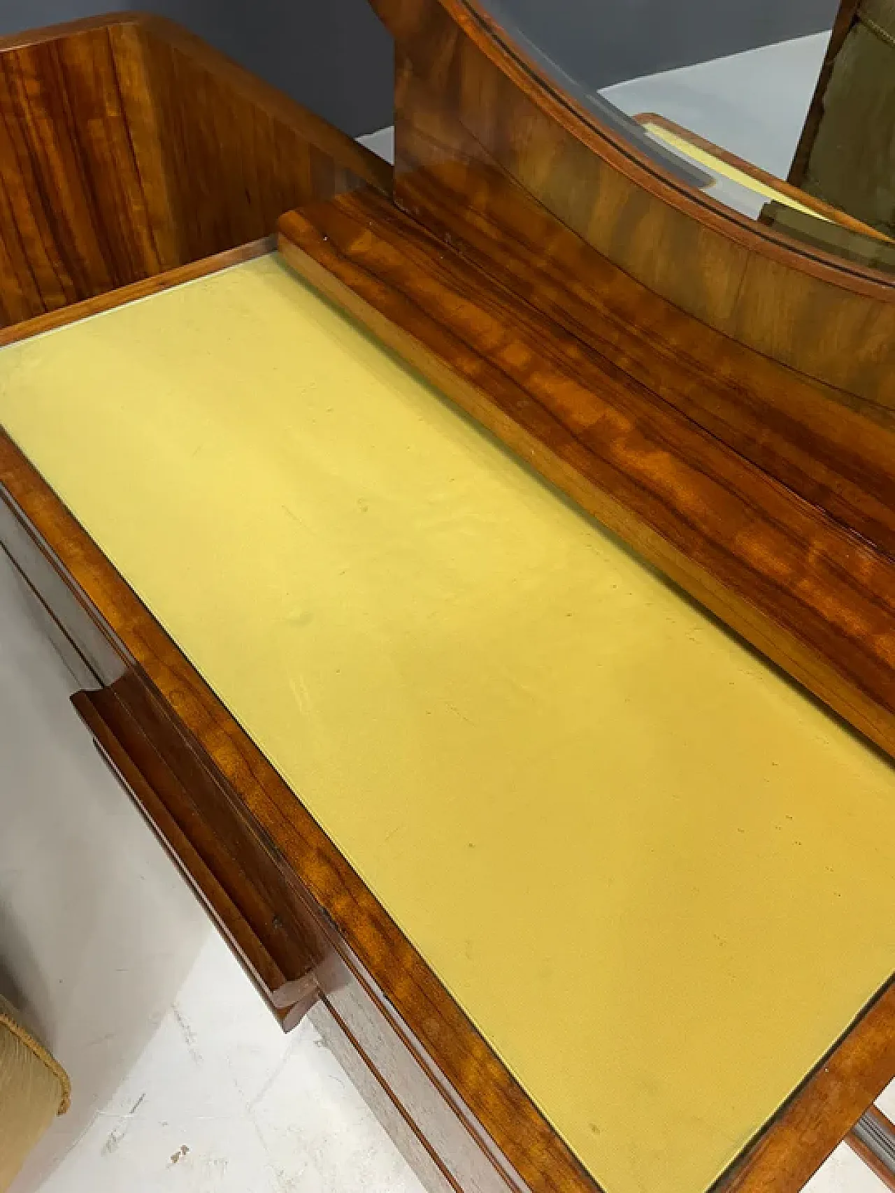 Mobile da toeletta con sgabello in noce, anni '30 7