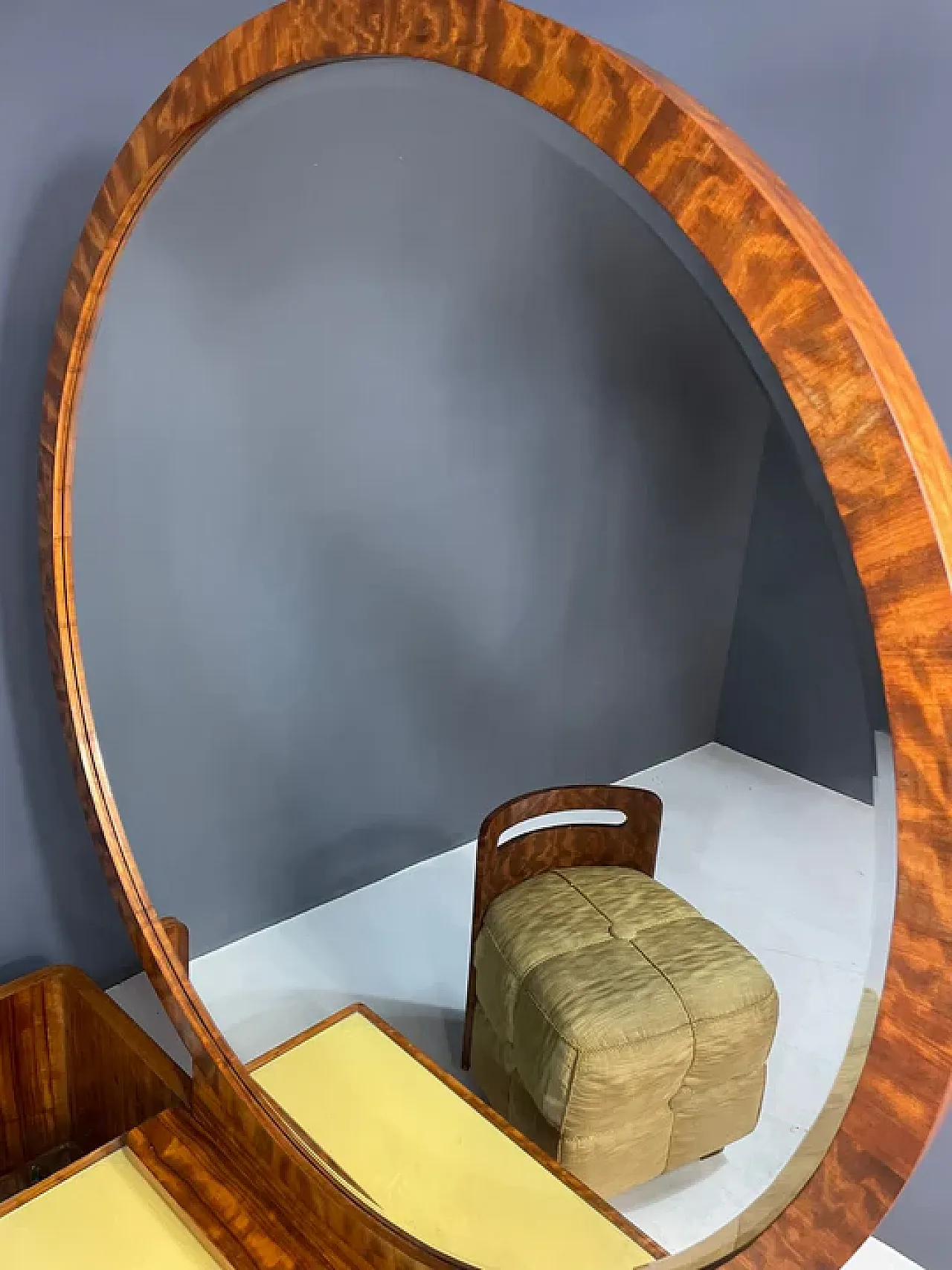 Mobile da toeletta con sgabello in noce, anni '30 10