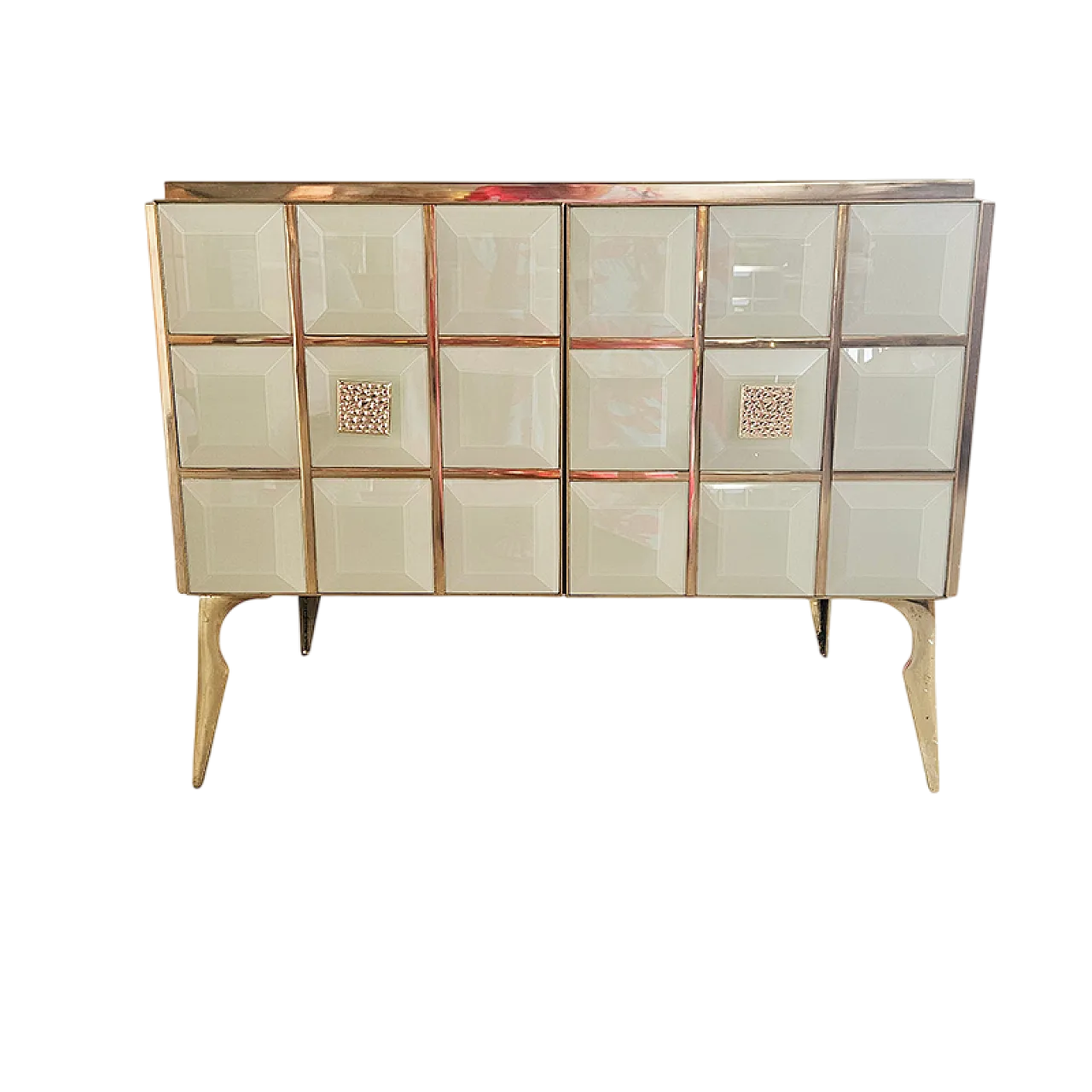Credenza due ante in vetro molato, anni '90 8