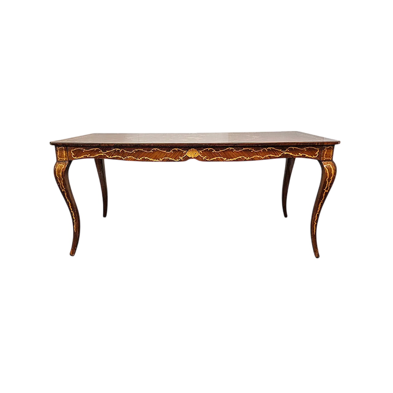 Tavolo in legno intarsiato, anni '50 6