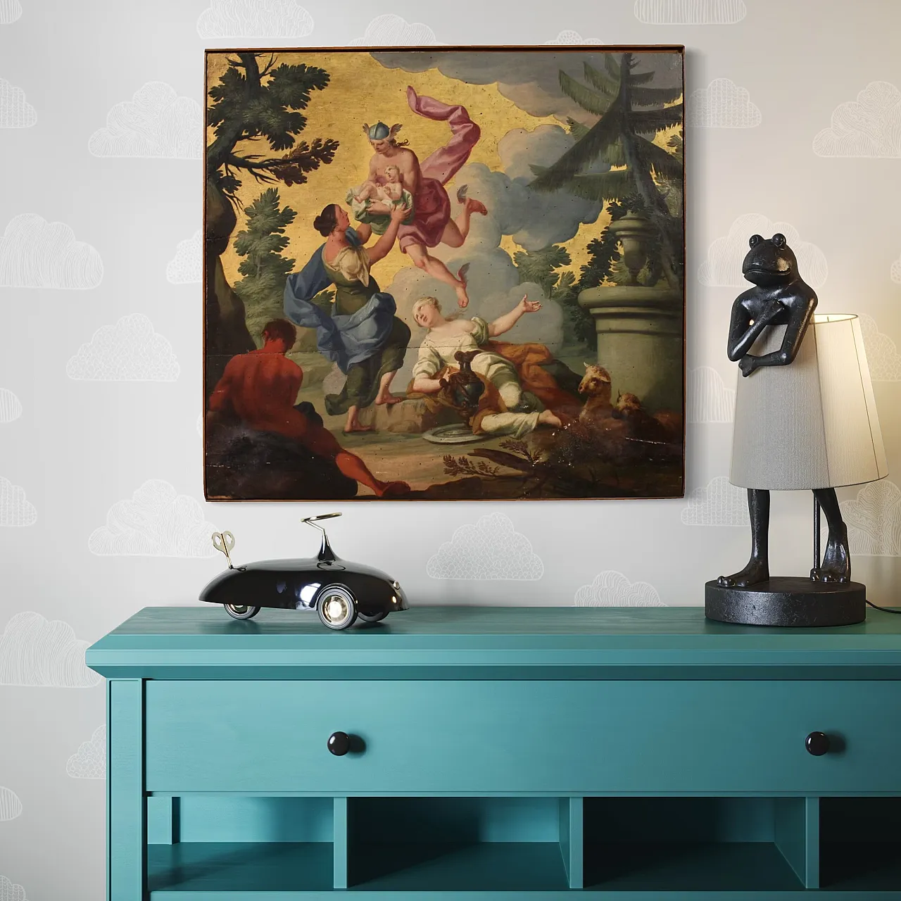 Dipinto sul pannello, Ermes affida Dioniso, XVIII secolo 9