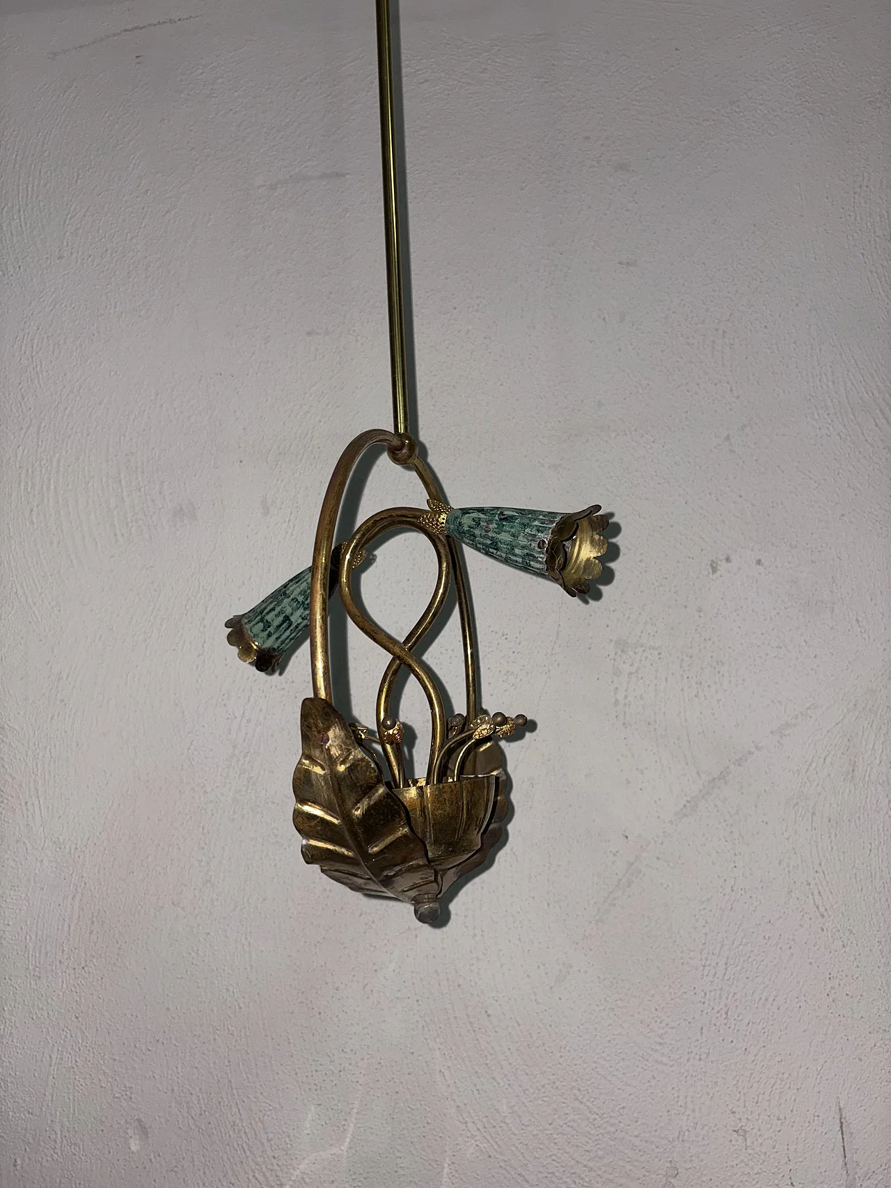 Lampadario in ottone, anni '20 3