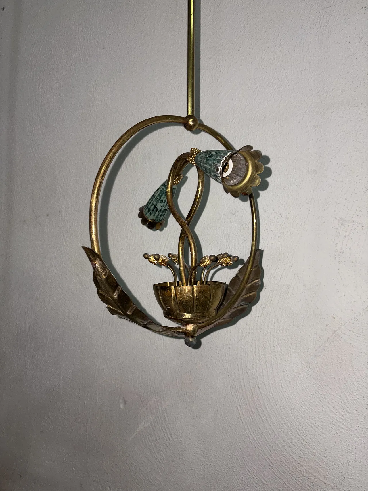 Lampadario in ottone, anni '20 4