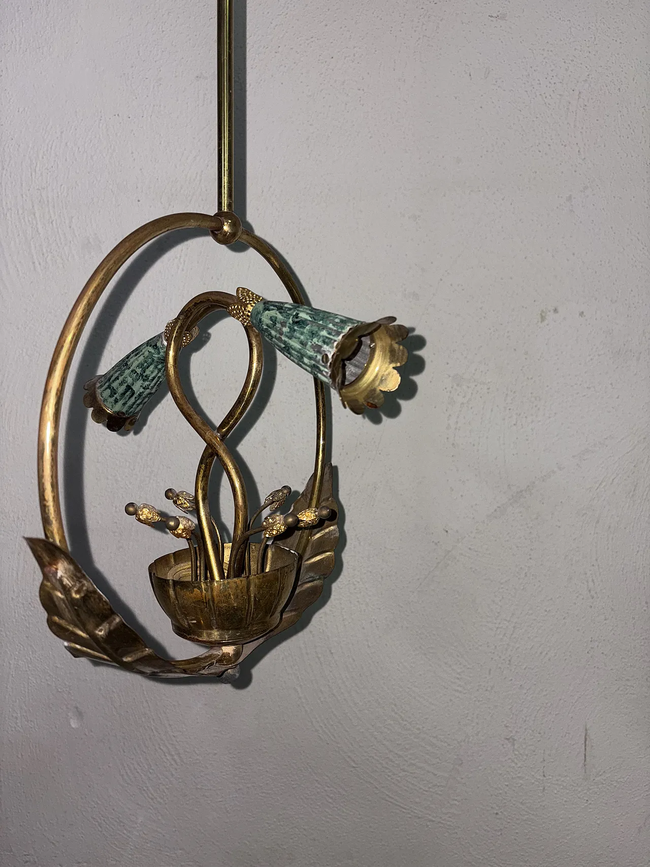 Lampadario in ottone, anni '20 6