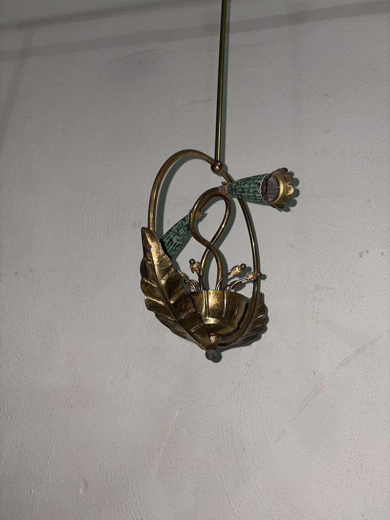 Lampadario in ottone, anni '20 8