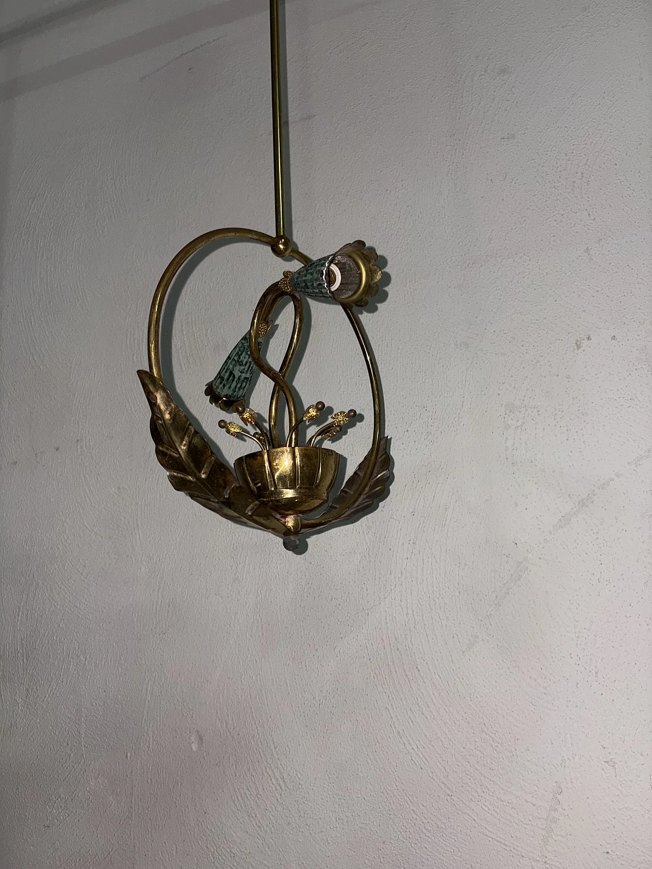 Lampadario in ottone, anni '20 9