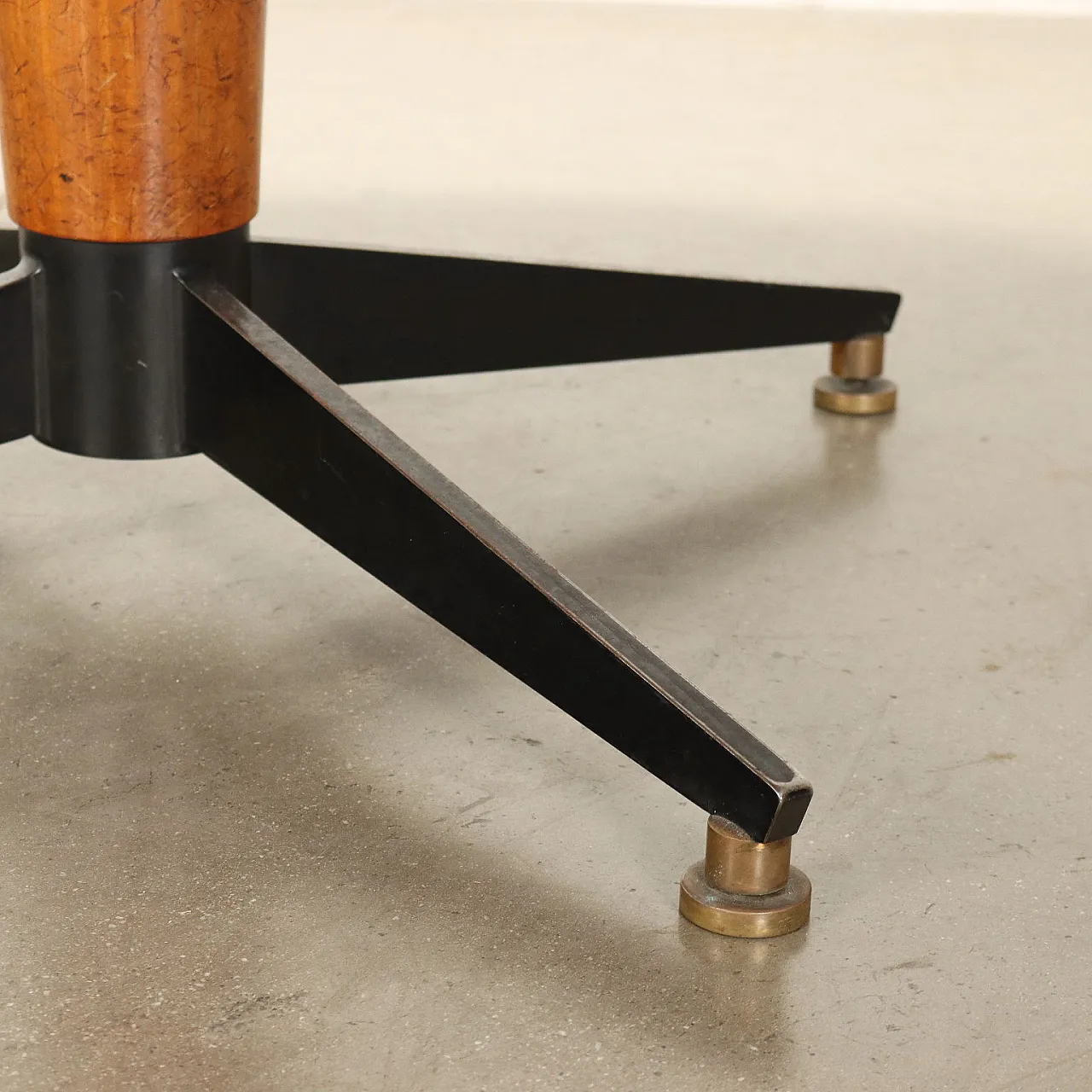 Stained beech table with formica top and metal and brass base, 1960s 6