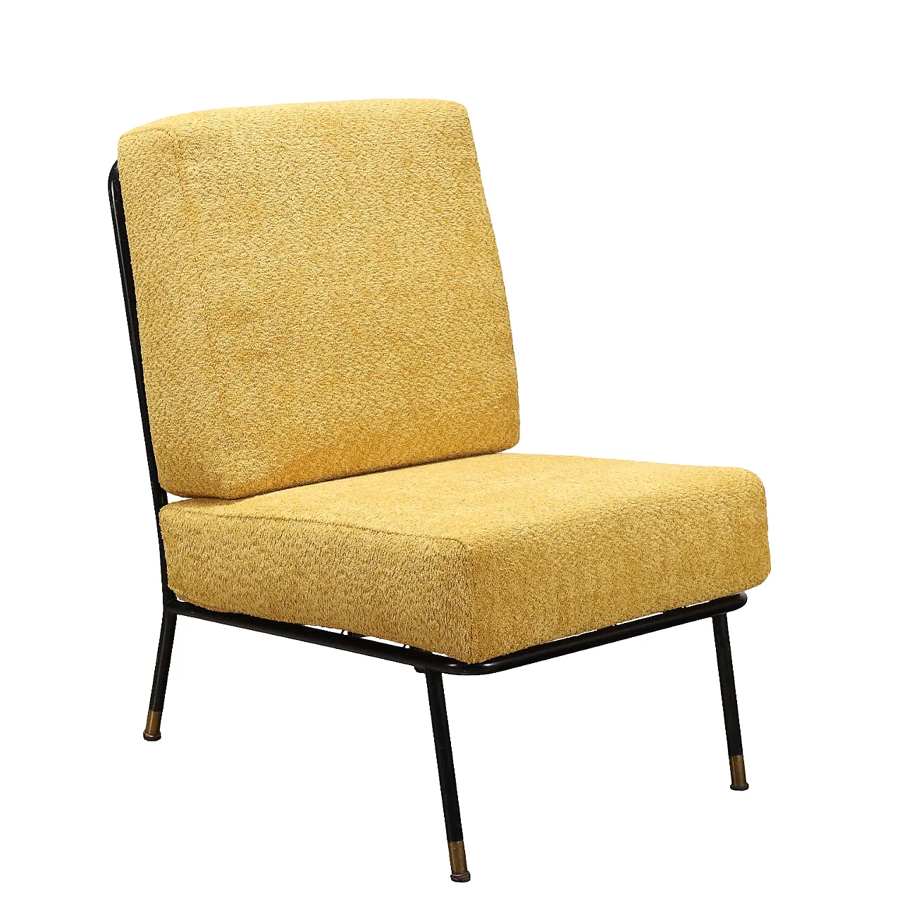 Poltrona in metallo tubolare smaltato nero, anni '60 1