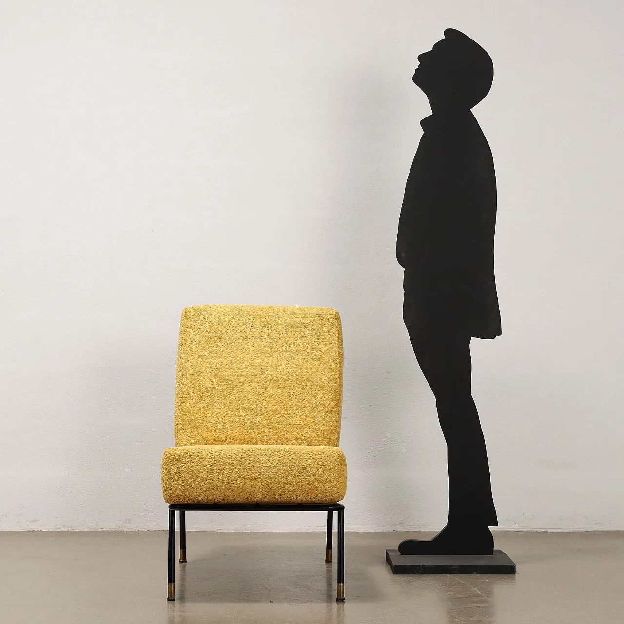 Poltrona in metallo tubolare smaltato nero, anni '60 2