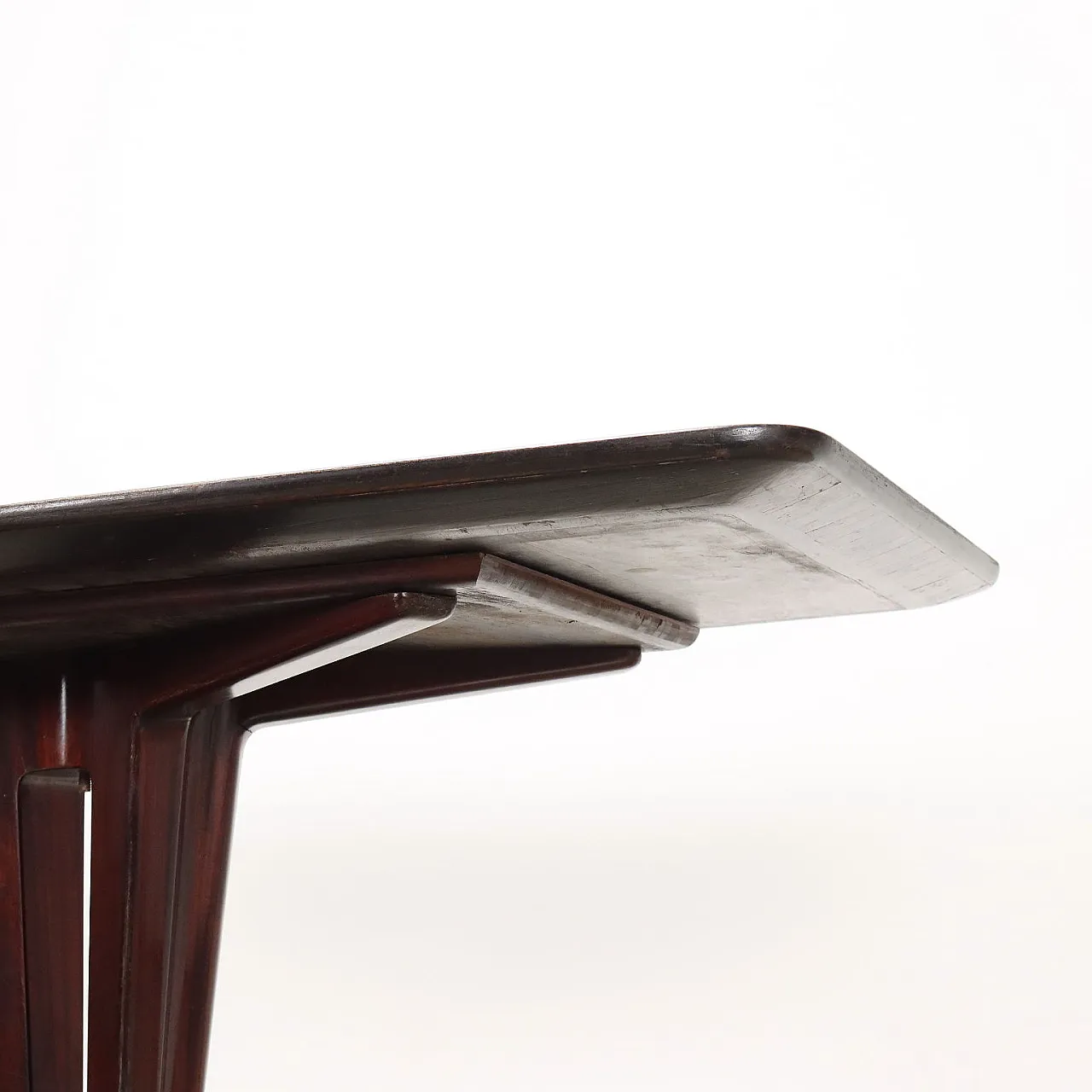 Tavolo da pranzo in legno, ottone e vetro, anni '50 5