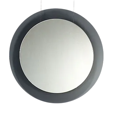 Specchio rotondo in vetro fumé, anni '60