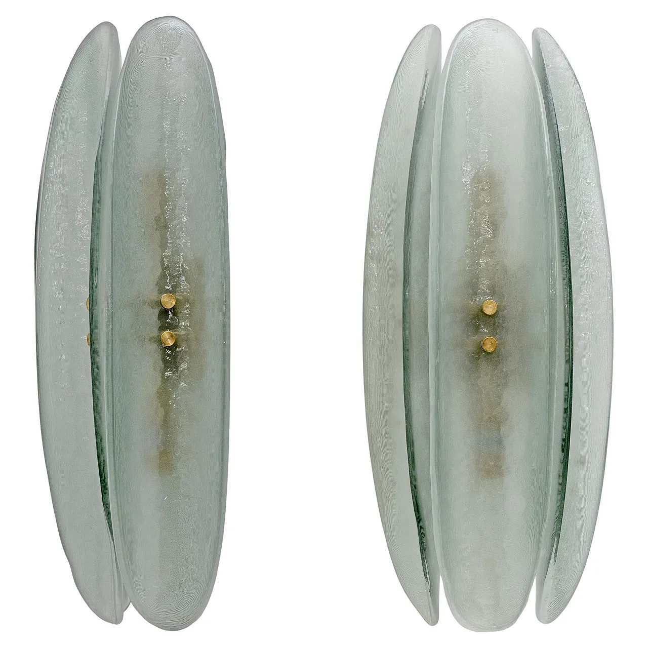 Coppia di lampade in vetro di Murano in stile Fontana Arte, anni 2000 1