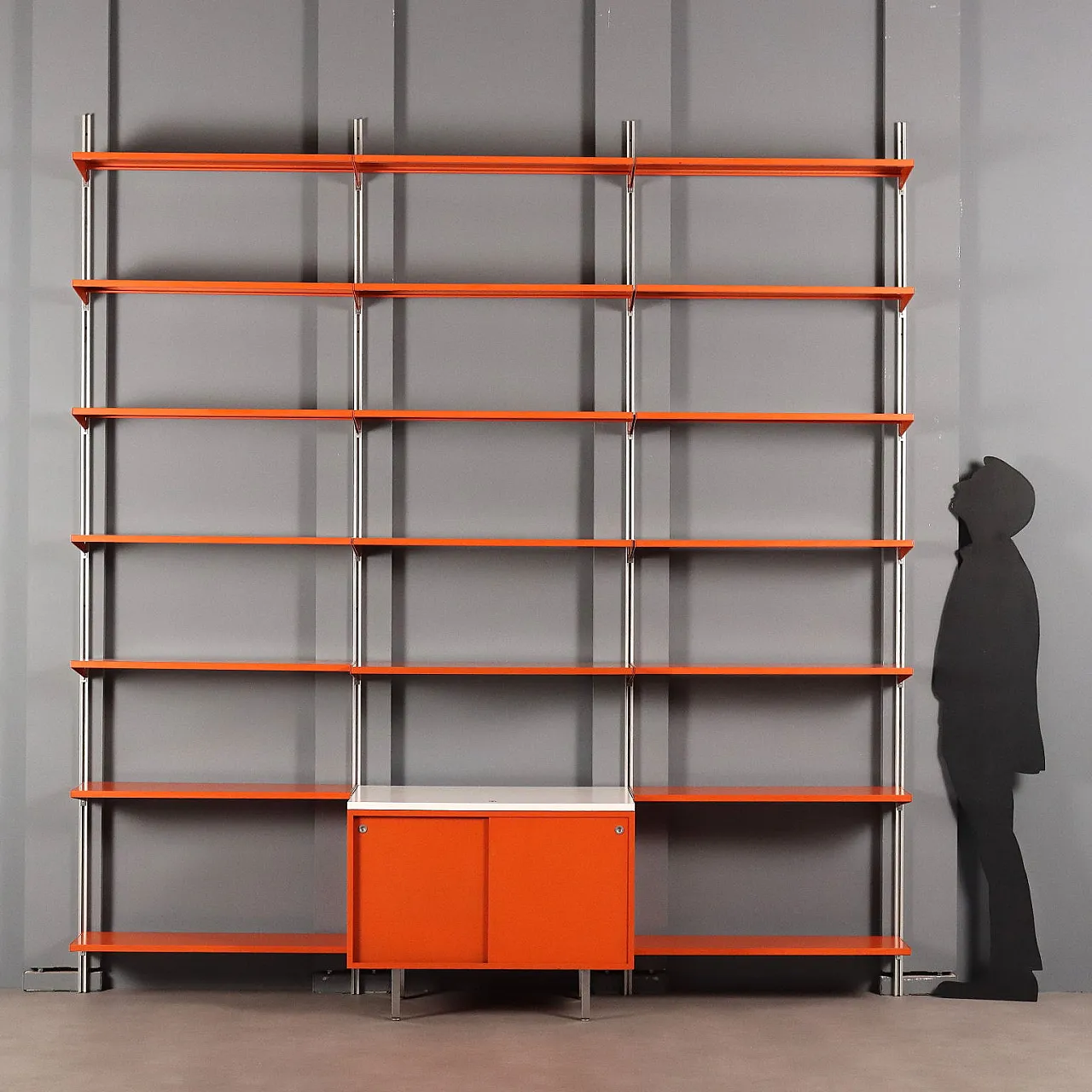 Libreria a muro in alluminio e metallo, anni '70 3