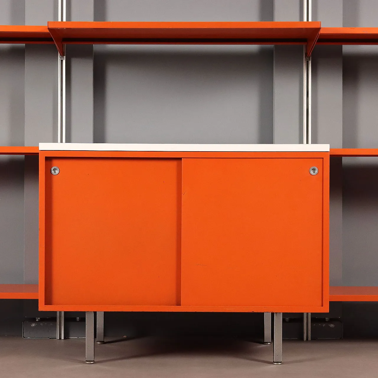 Libreria a muro in alluminio e metallo, anni '70 4