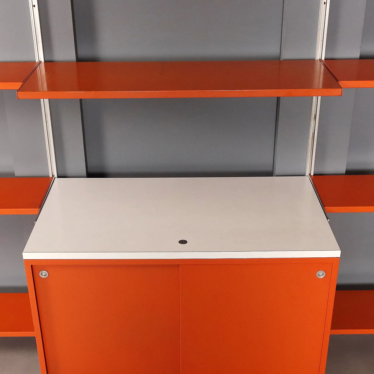 Libreria a muro in alluminio e metallo, anni '70 5