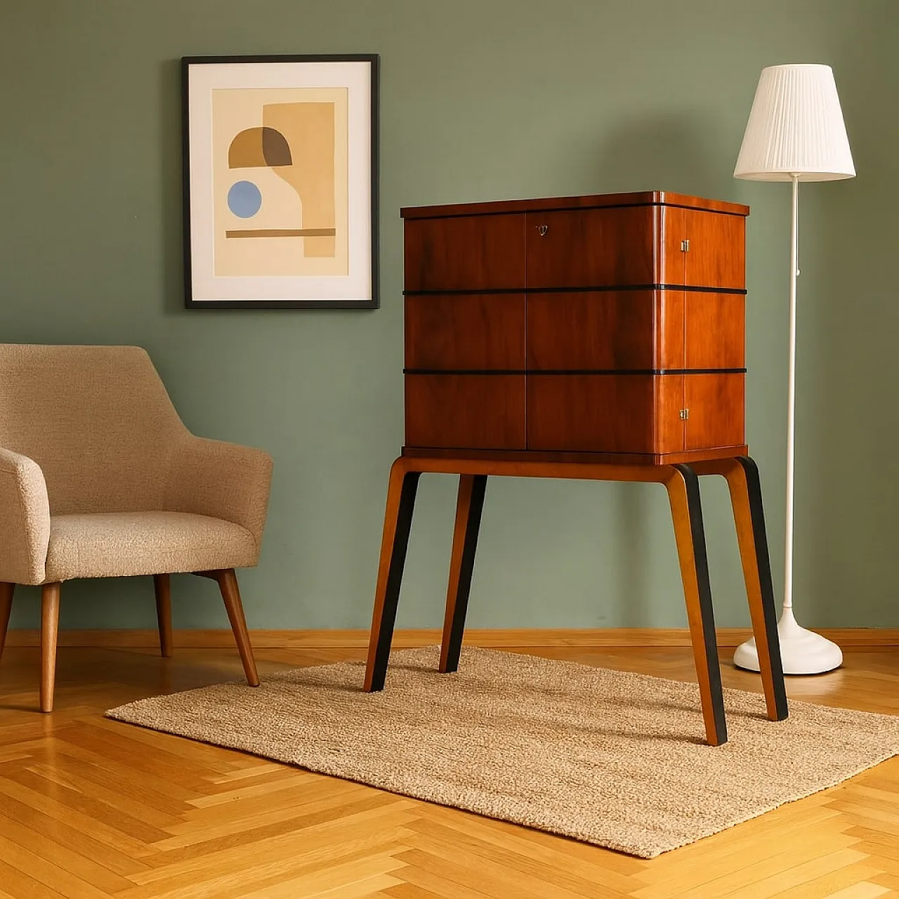 Bar cabinet in beech and walnut, 1950s 2