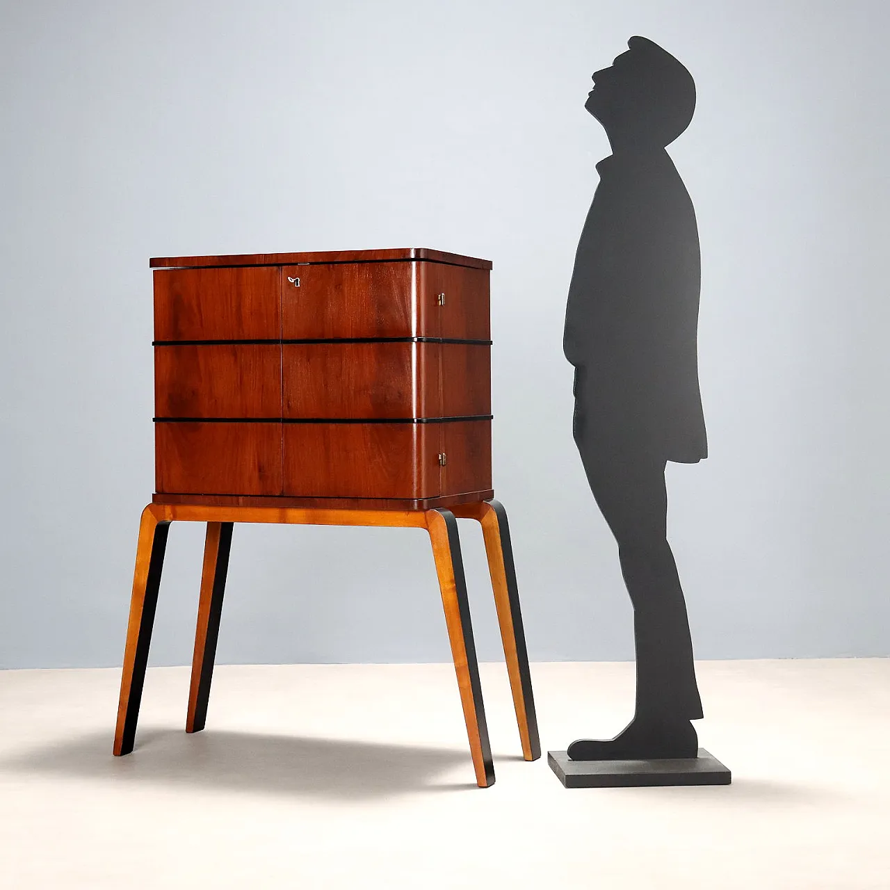 Bar cabinet in beech and walnut, 1950s 3