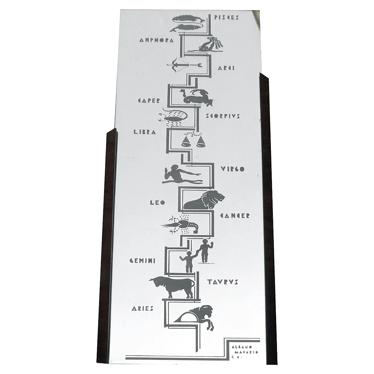Specchio da parete Zodiac di Albano & Macario Torino, anni '30 1