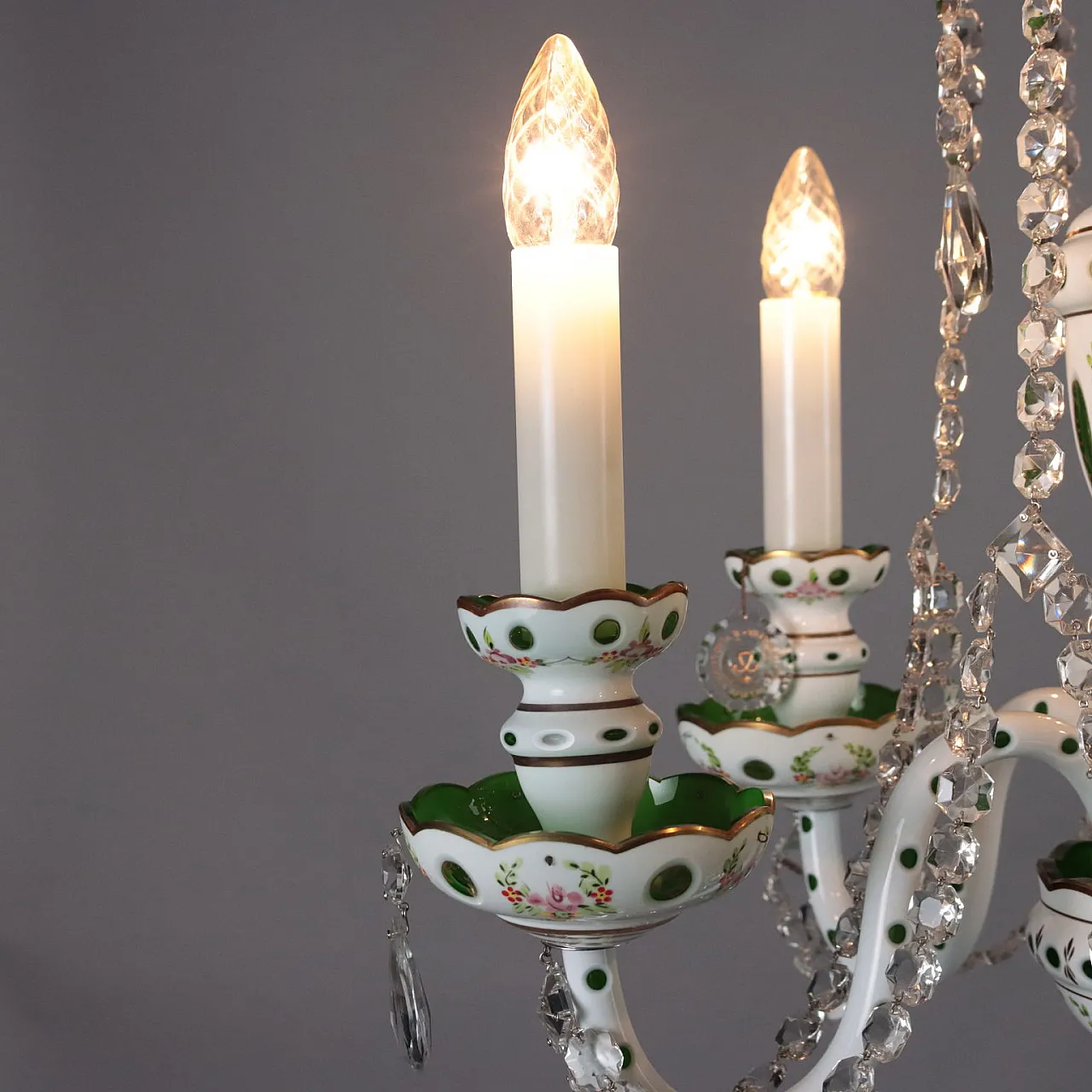 Five-light Bohemian glass chandelier with floral motifs 3