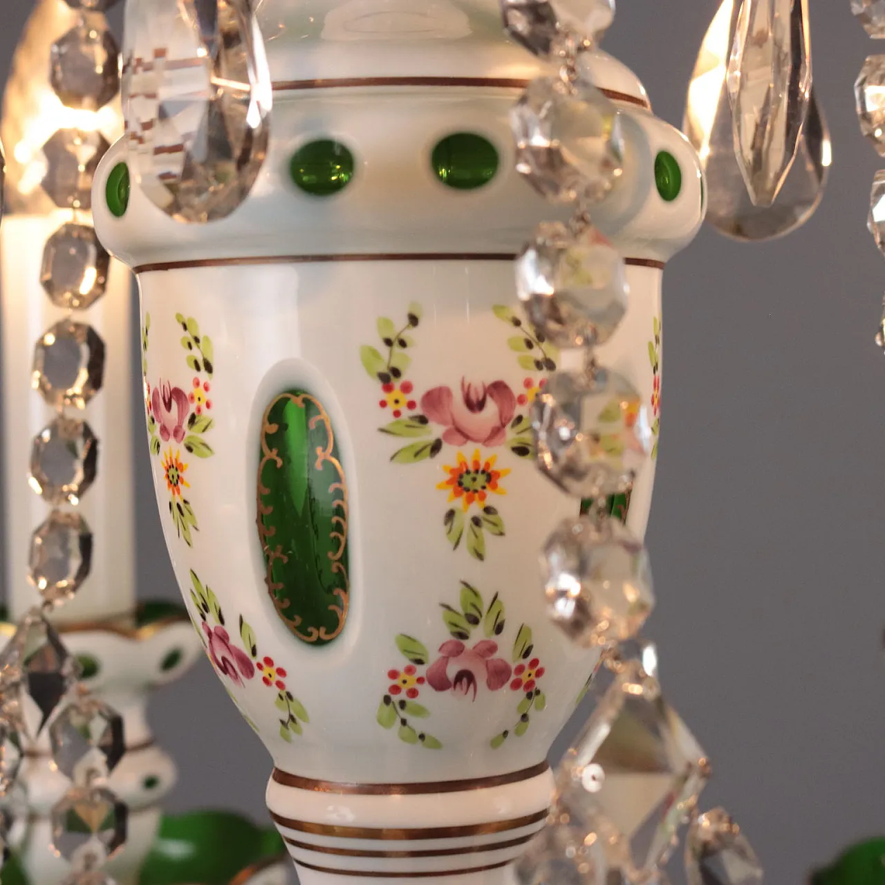 Five-light Bohemian glass chandelier with floral motifs 5