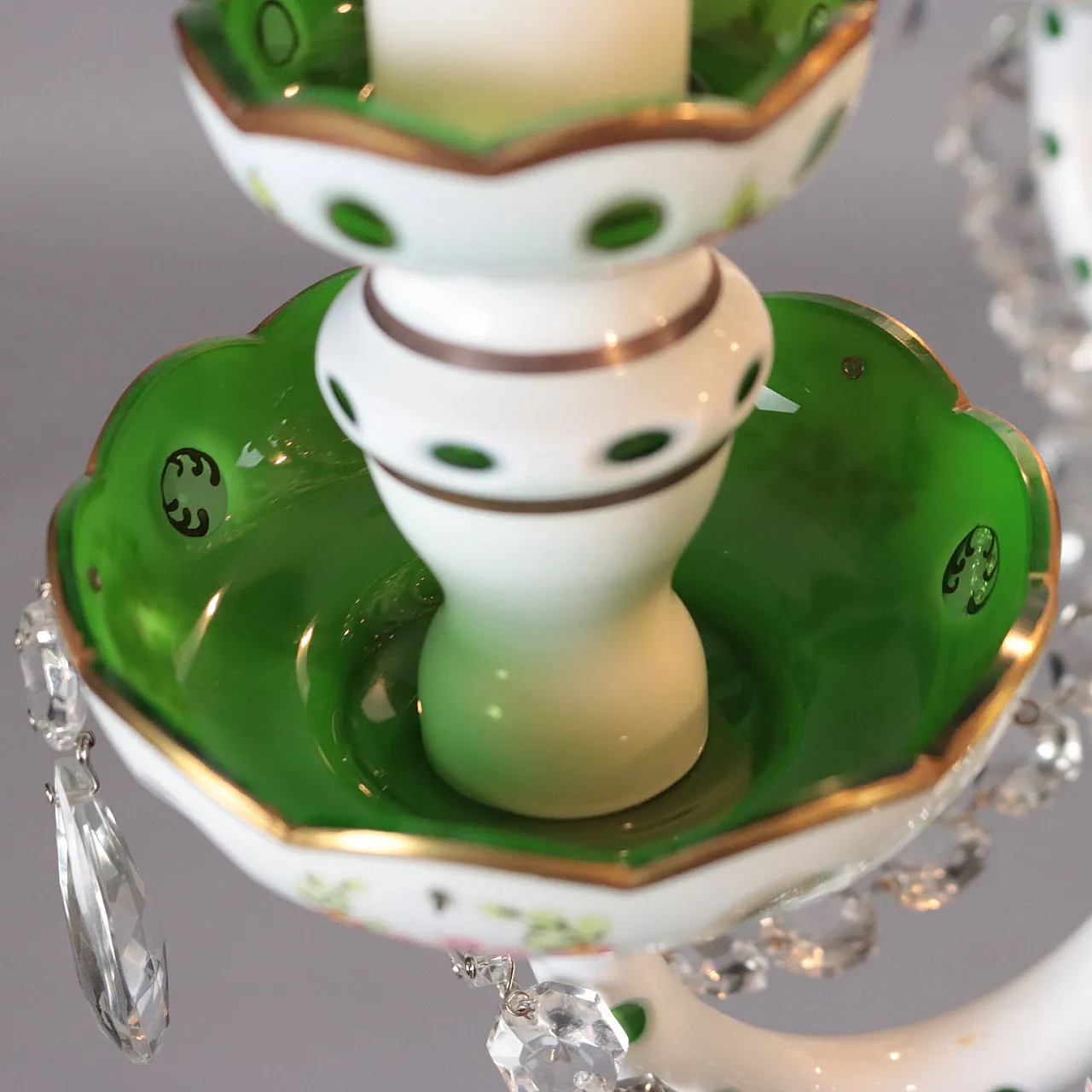 Five-light Bohemian glass chandelier with floral motifs 8