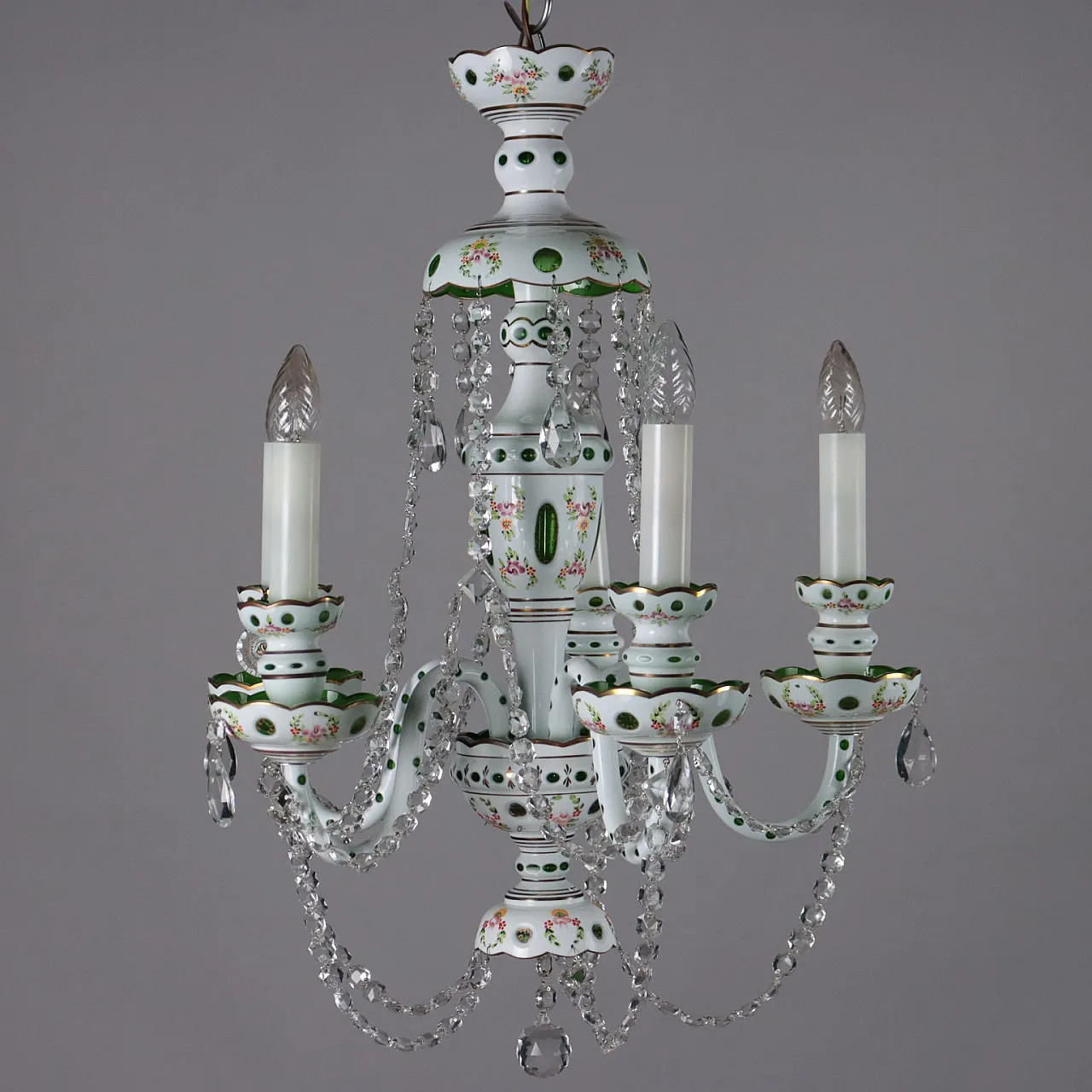 Five-light Bohemian glass chandelier with floral motifs 10