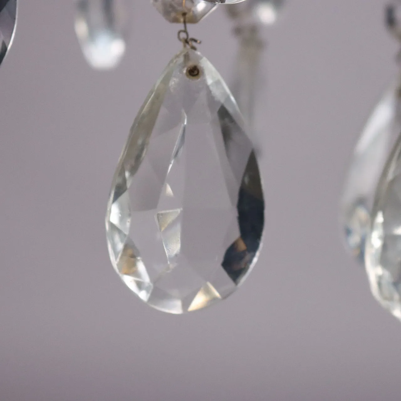 Eight-light brass and crystal chandelier, 1930s 9
