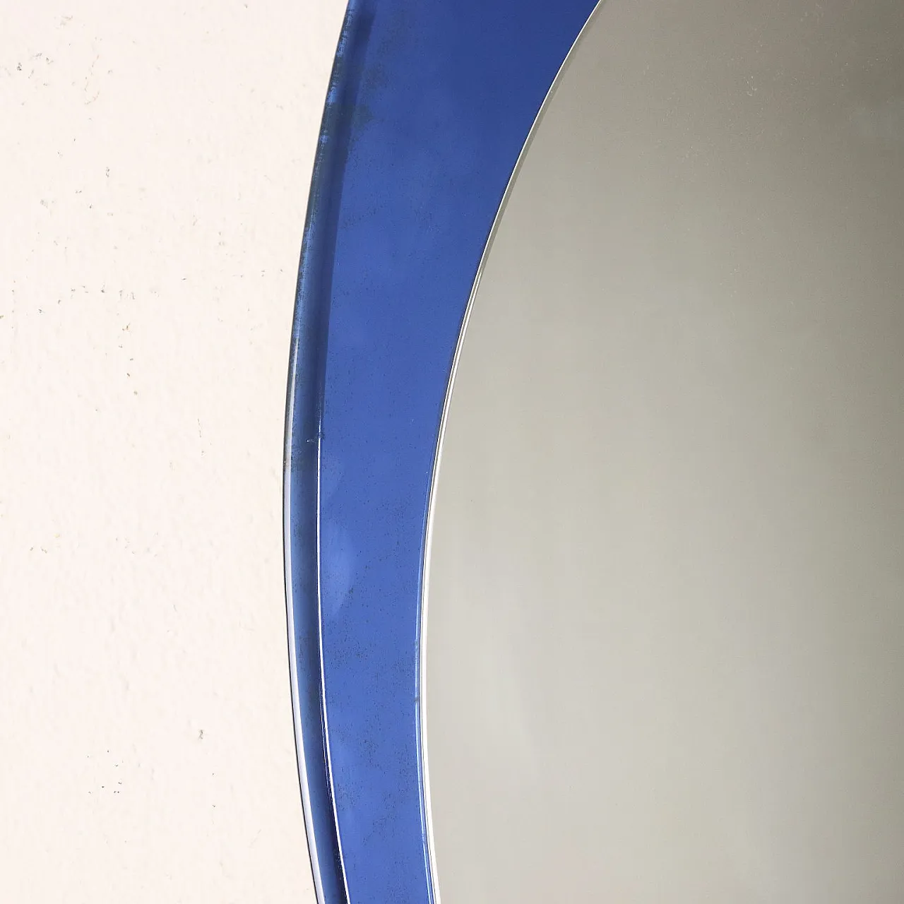 Specchio da parete con luci in vetro blu di Metalvetro Siena, anni '70 4