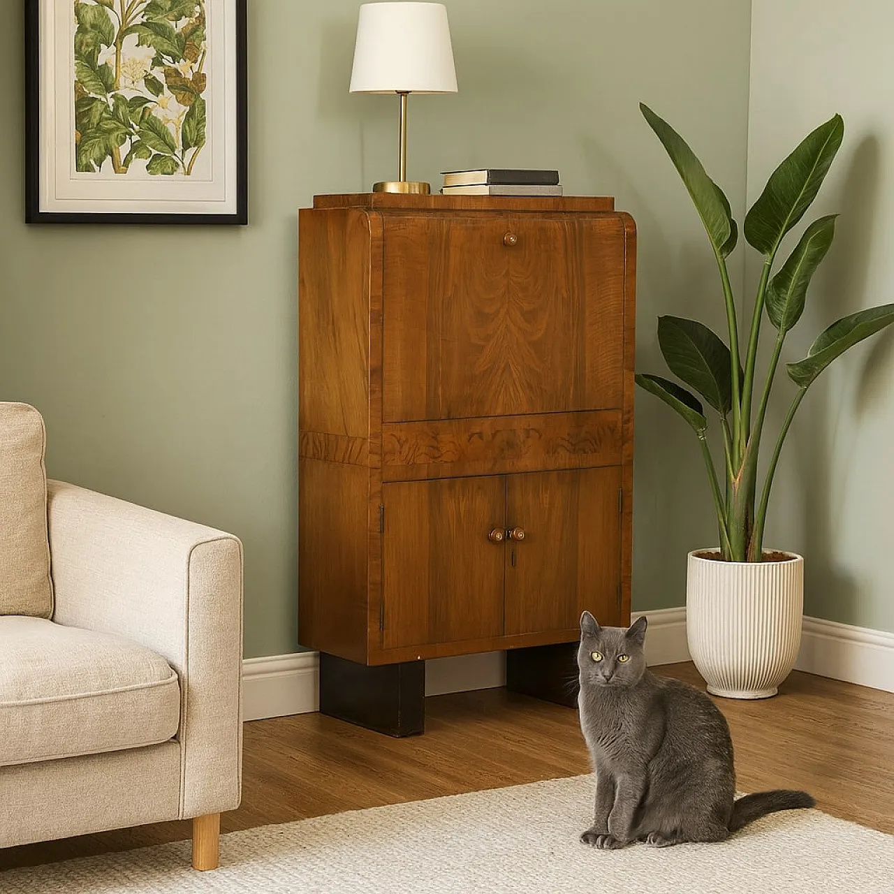 Drop-leaf cabinet in wood, 1940s 2