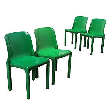 4 Sedie Selene in plastica di Vico Magistretti per Artemide, anni '70