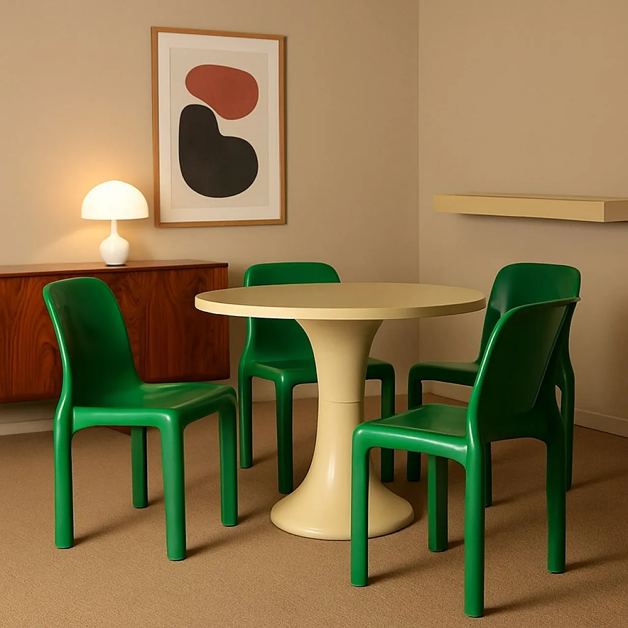 4 Sedie Selene in plastica di Vico Magistretti per Artemide, anni '70 2