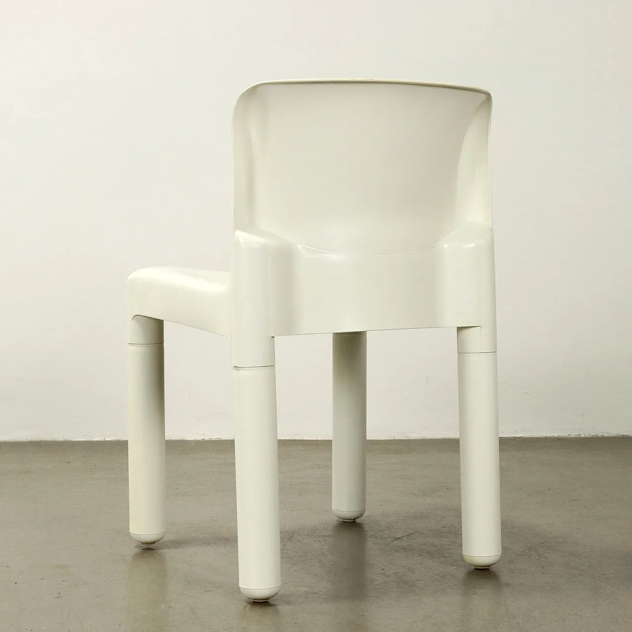 4 Sedie 4875 bianche di Carlo Bartoli per Kartell in pastica, anni '70 9