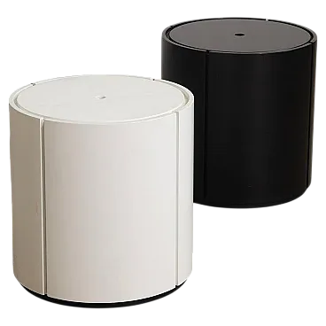 Coppia di comodini contenitori bianco e nero, anni '80