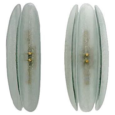 Coppia di lampade in vetro di Murano in stile Fontana Arte, anni 2000