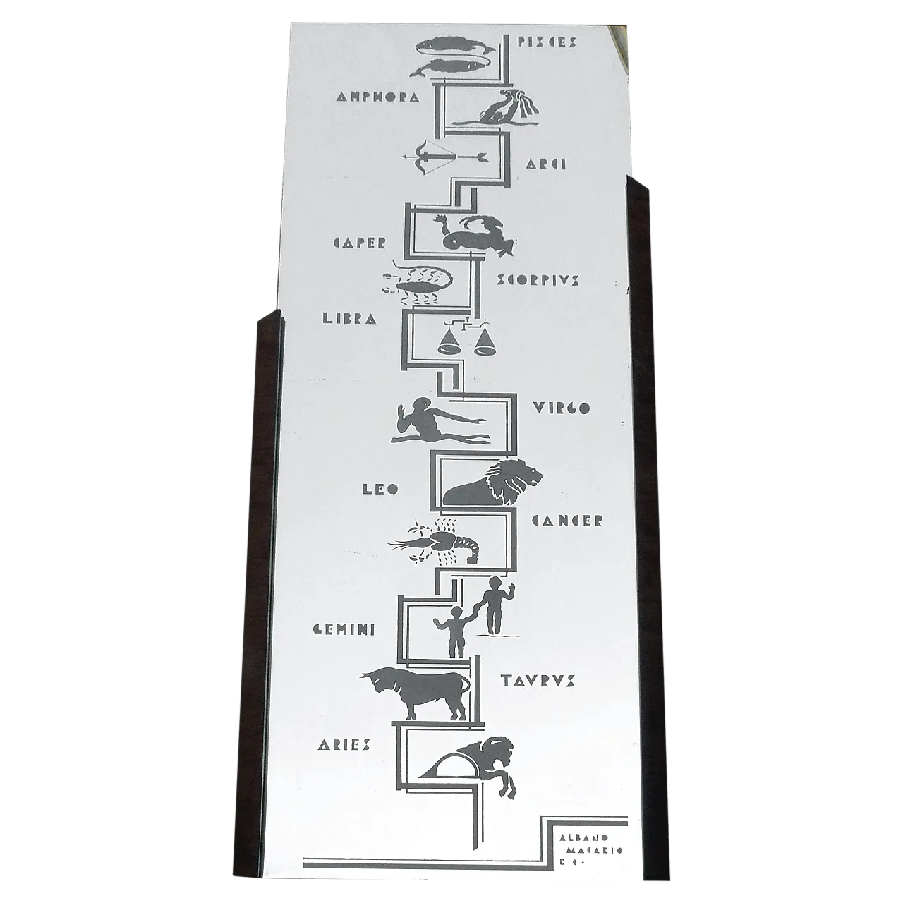 Specchio da parete Zodiac di Albano & Macario Torino, anni '30 9