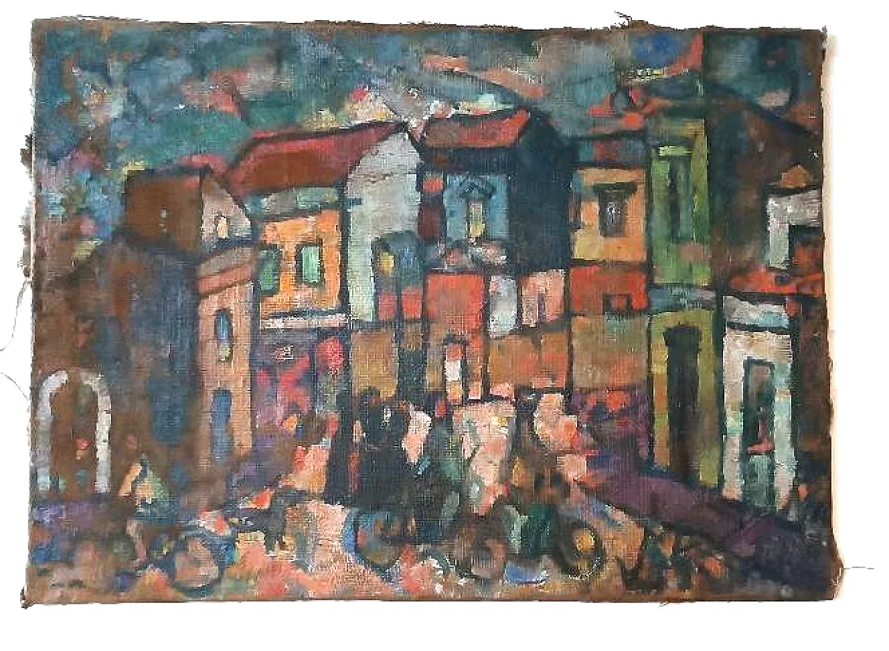 Piazzetta Syracuse by Ferruccio Ferri, oil on canvas, 1940s 1