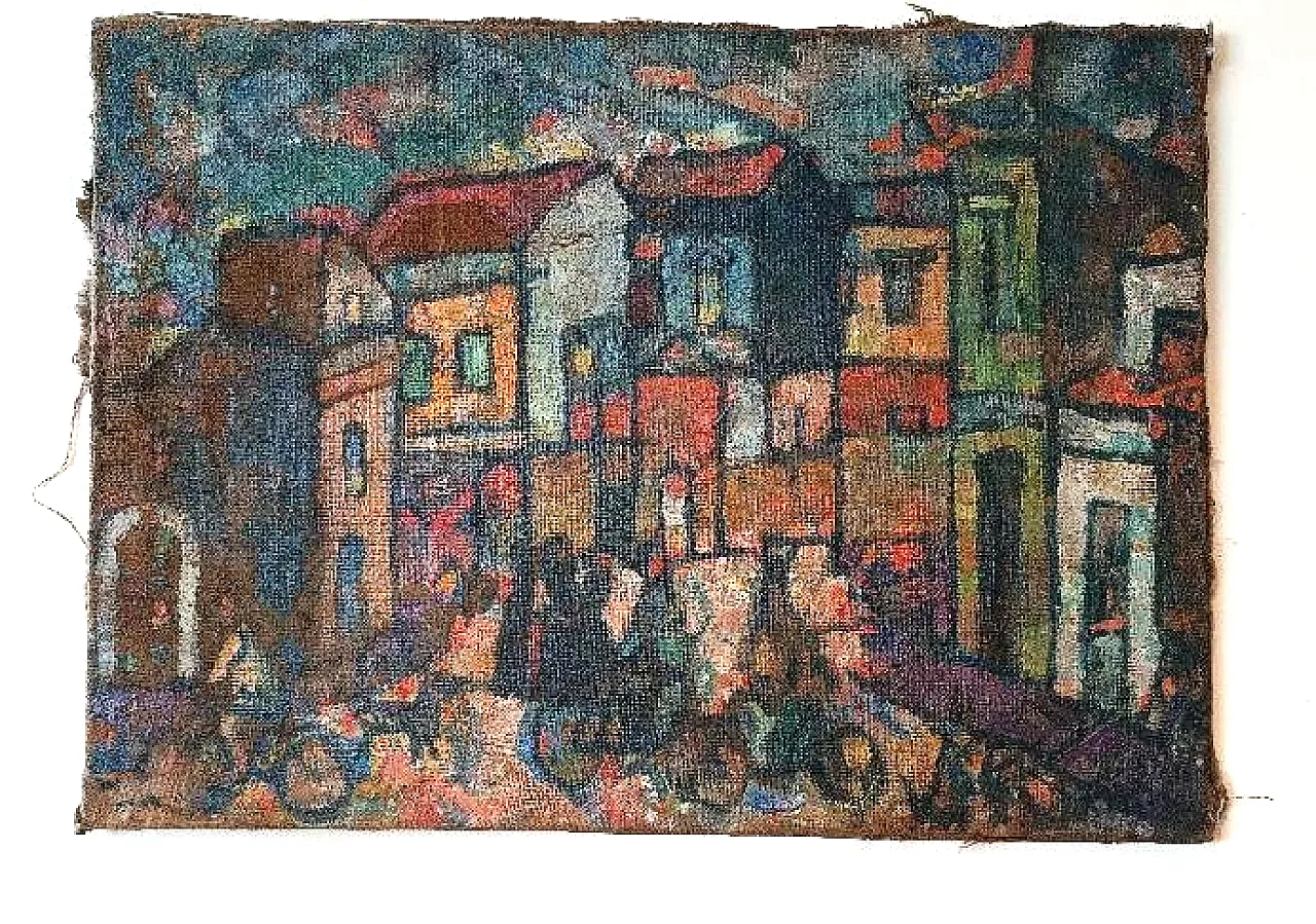 Piazzetta Syracuse by Ferruccio Ferri, oil on canvas, 1940s 2