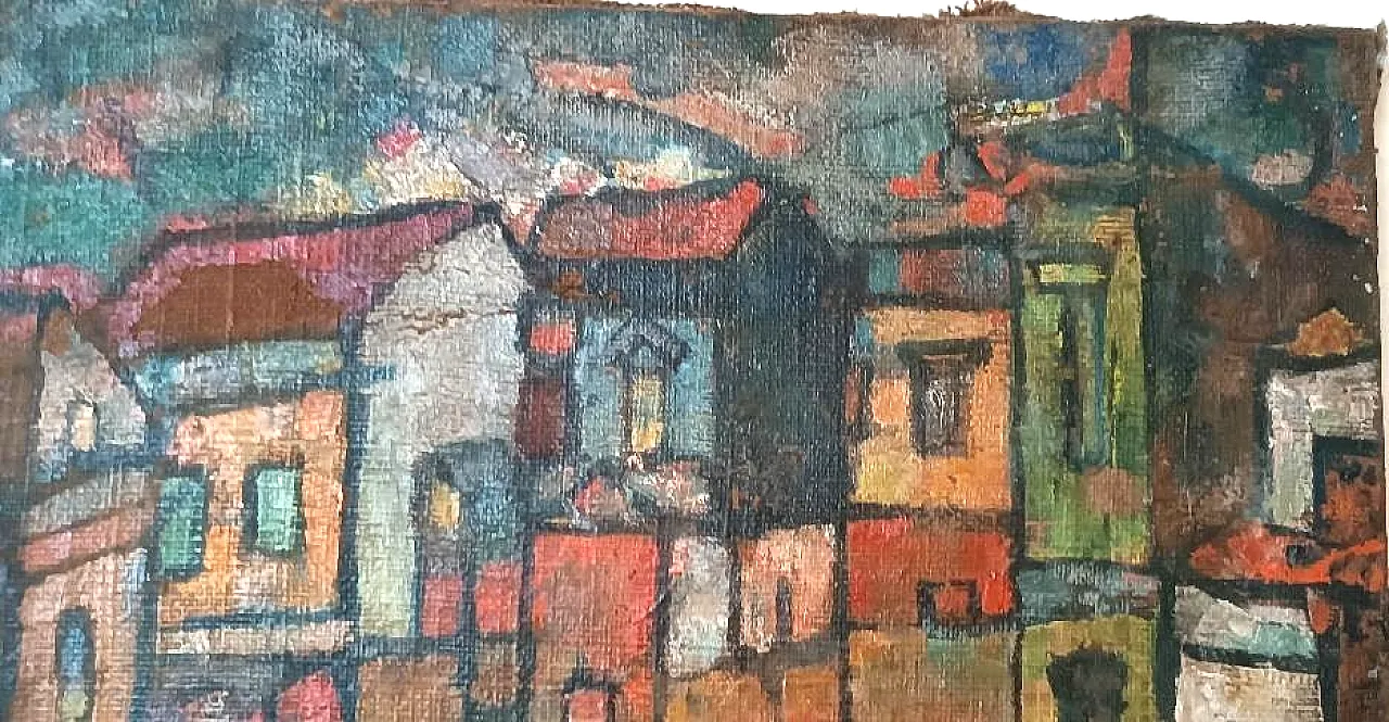 Piazzetta Syracuse by Ferruccio Ferri, oil on canvas, 1940s 3
