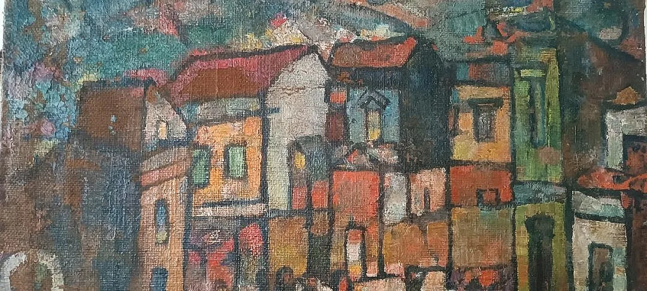 Piazzetta Syracuse by Ferruccio Ferri, oil on canvas, 1940s 6