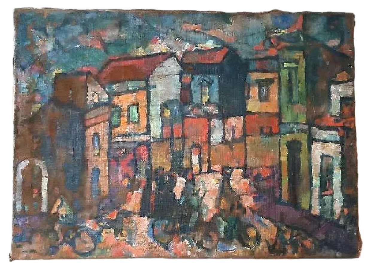 Piazzetta Syracuse by Ferruccio Ferri, oil on canvas, 1940s 13