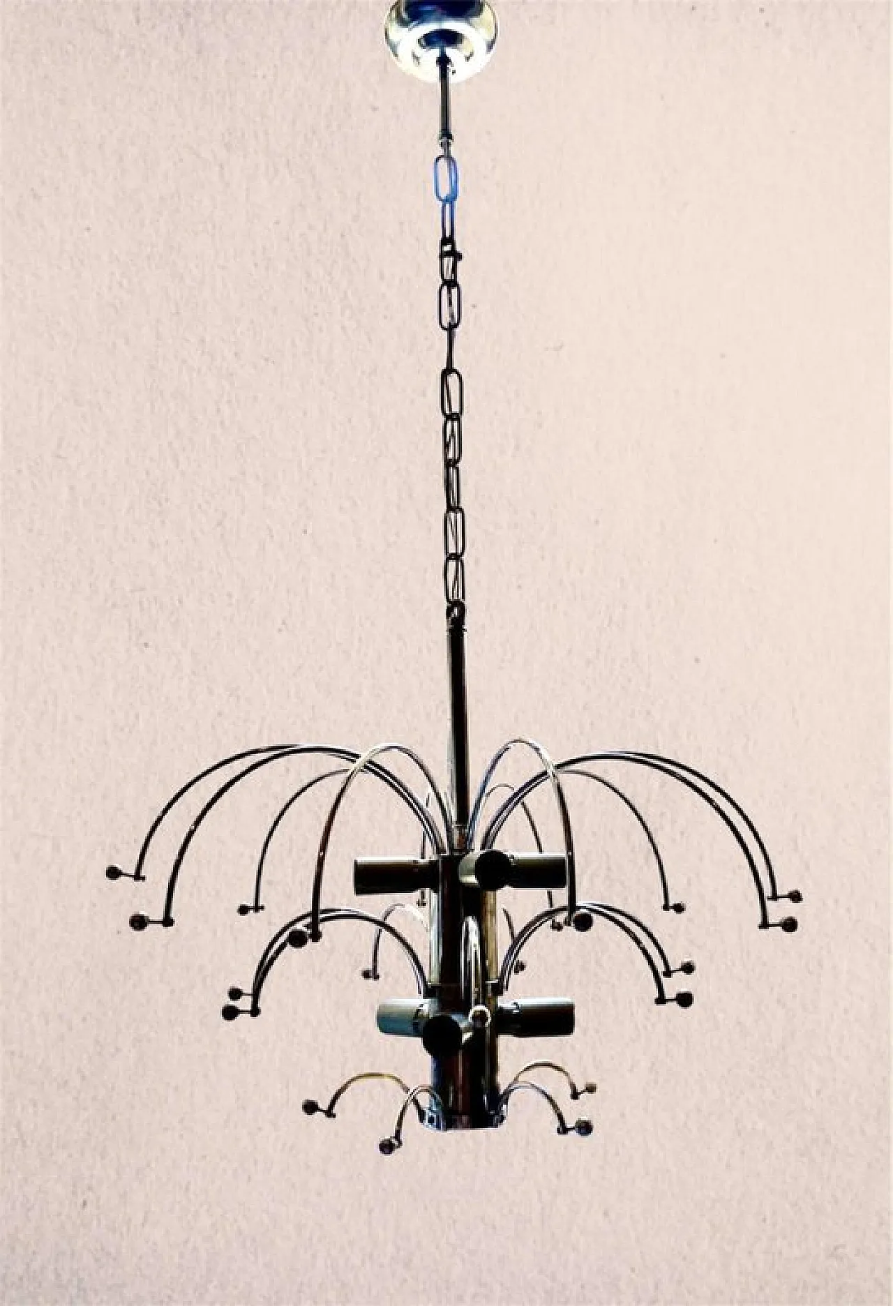 Coppia di lampadari in vetro di Murano dorato, anni '70 6