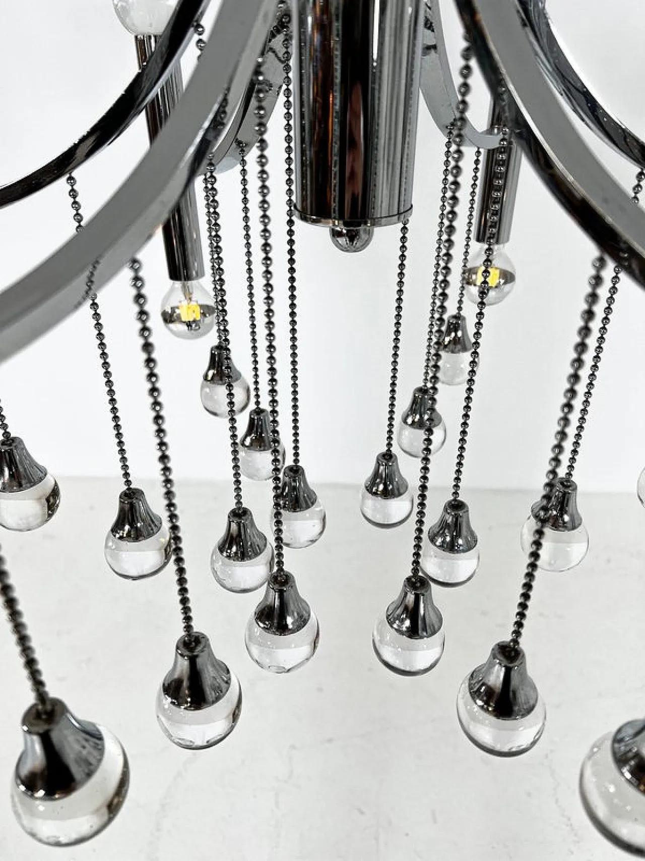 Celestial cascade chrome Chandelier in style of Sciolari, 1970s 3